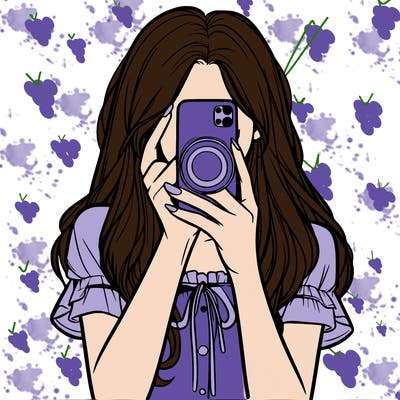 a realistic girl holding her phone taking pictures