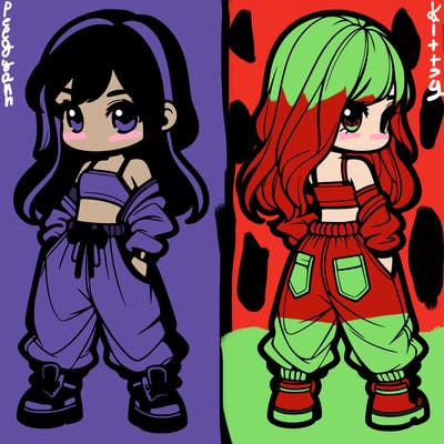 girl in crop top and baggy pants