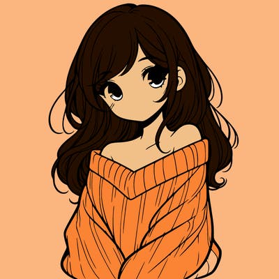 shy pretty girl wearing a sweater that is falling off one shoulder portrait