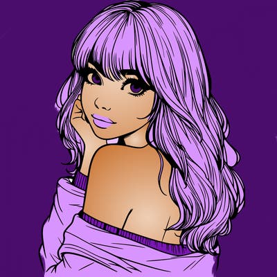 realistic girl with bangs looking over her shoulder