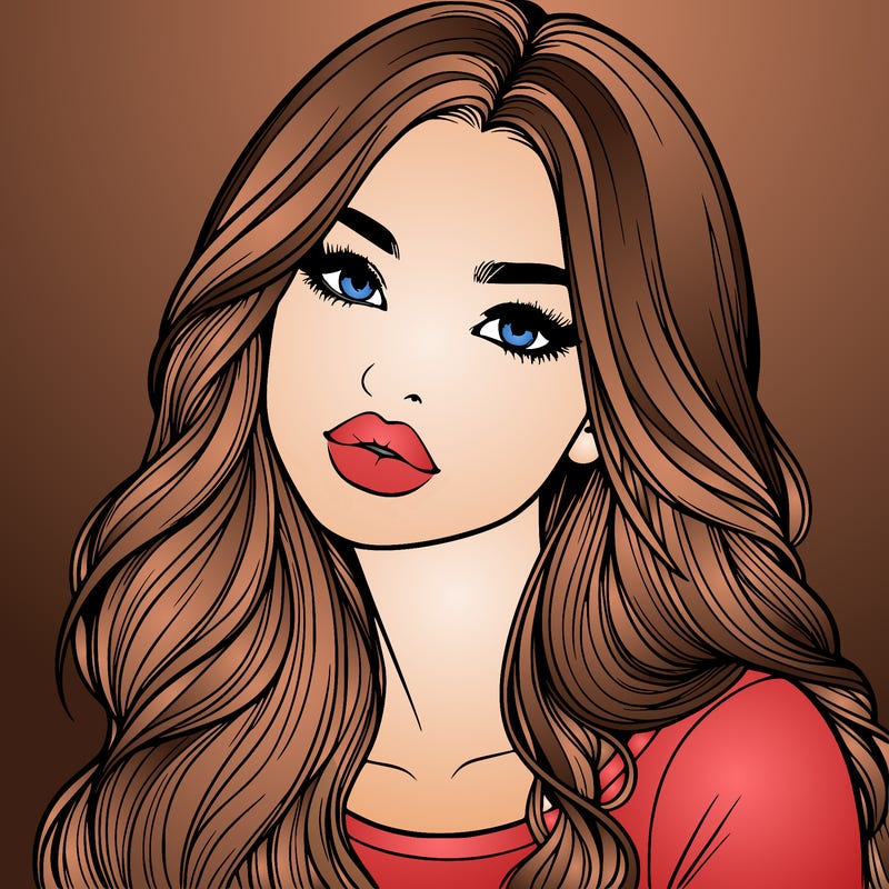 realistic girl with hair on her hair and lips