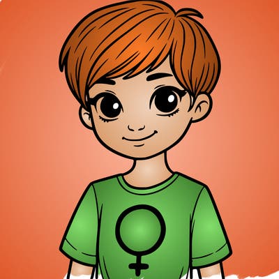 girl with pixie cut and feminist shirt