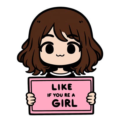 a cute girl holding a sign that says like if you’re a girl