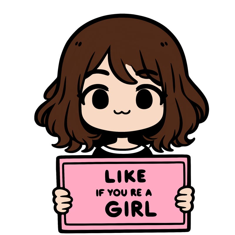 a cute girl holding a sign that says like if you’re a girl