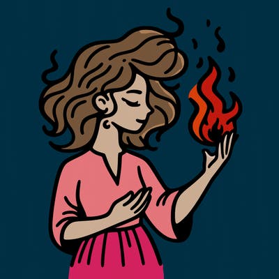 woman with fire