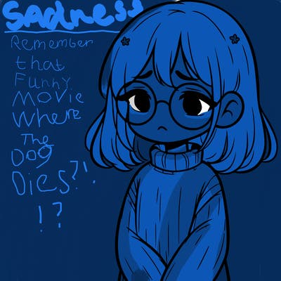 sad girl with glasses in a sweater