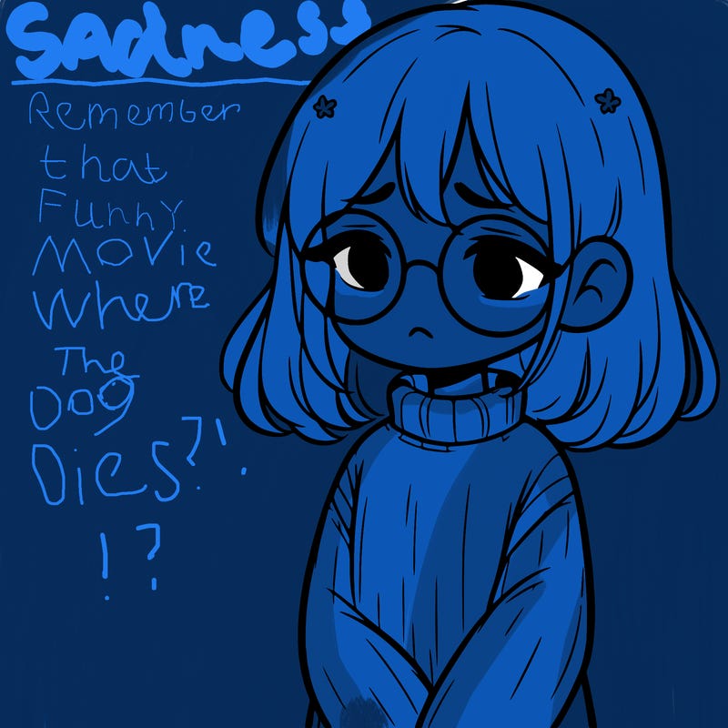 sad girl with glasses in a sweater