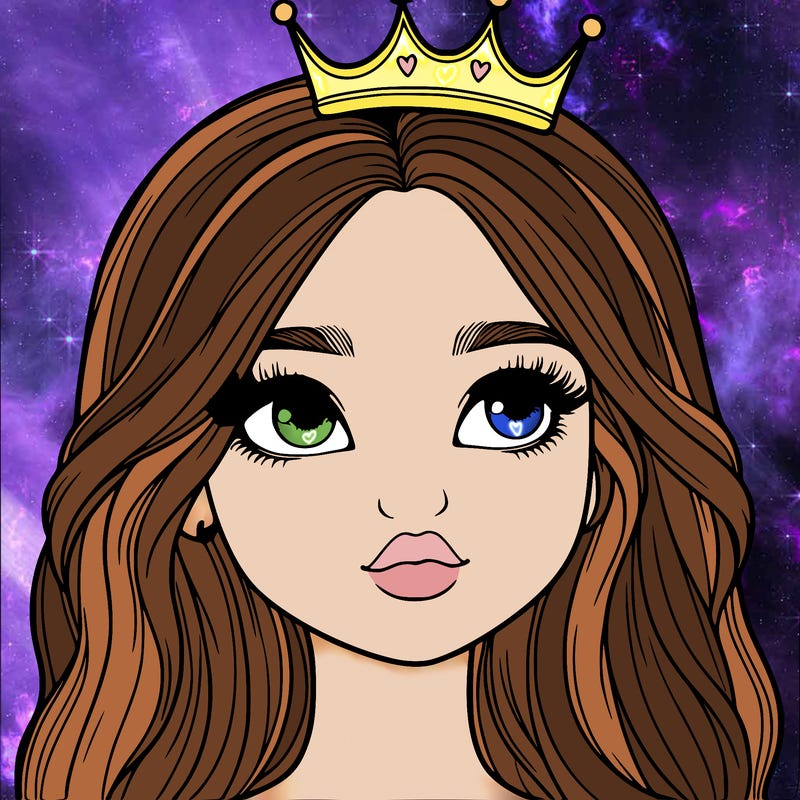a realistic girl with a crown on