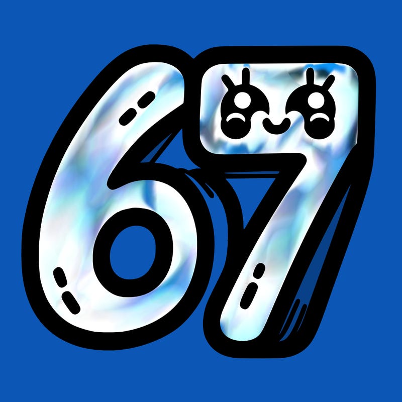 the numbers 67