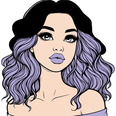 realistic girl with wavy hair and lips