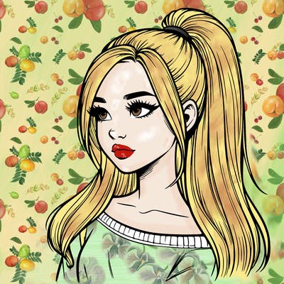 realistic girl with a high ponytail