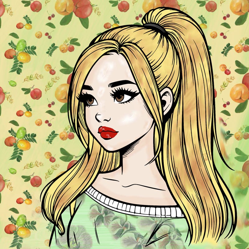 realistic girl with a high ponytail