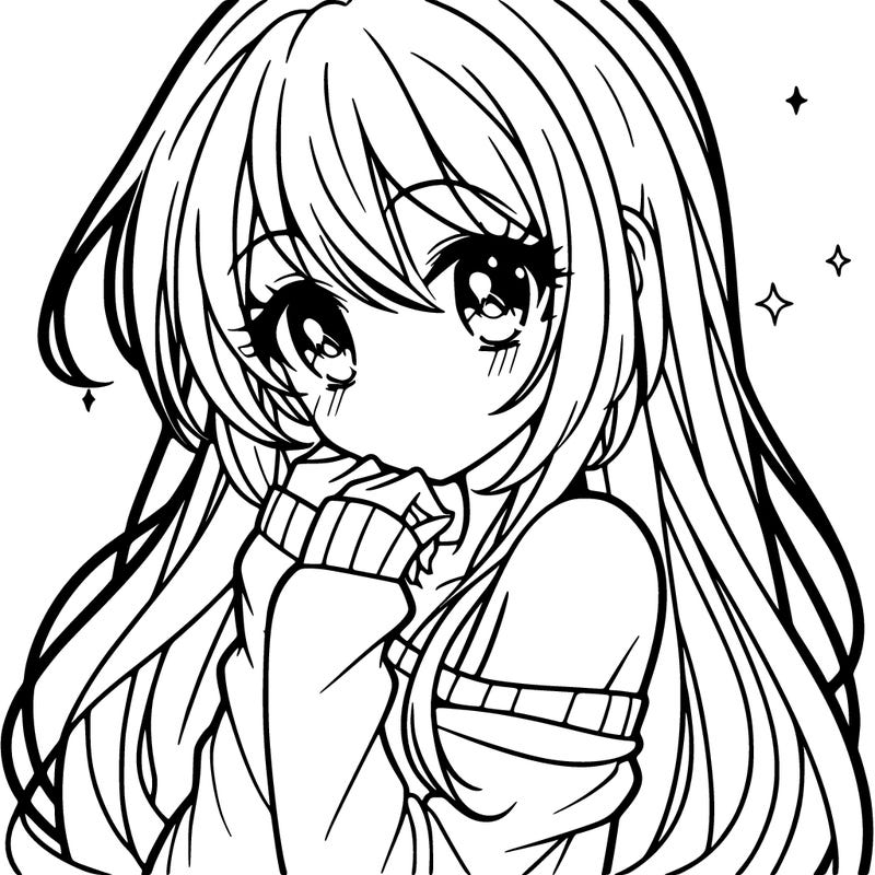 pretty anime girl with long hair