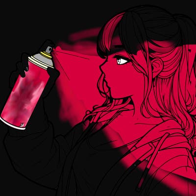 a realistic girl spray, painting