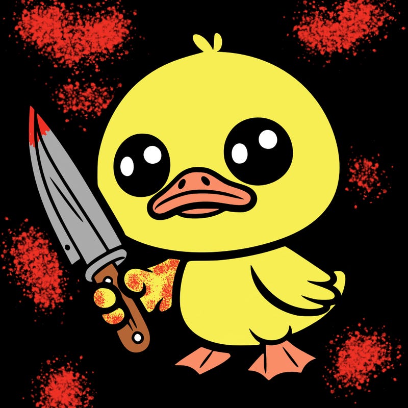 cute duck with knife