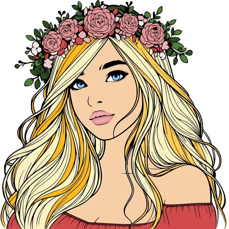 realistic girl with flower crown