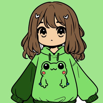 girl wearing frogging sweatshirt