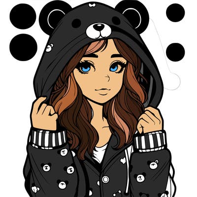 realistic girl in a animal pjs hoodie