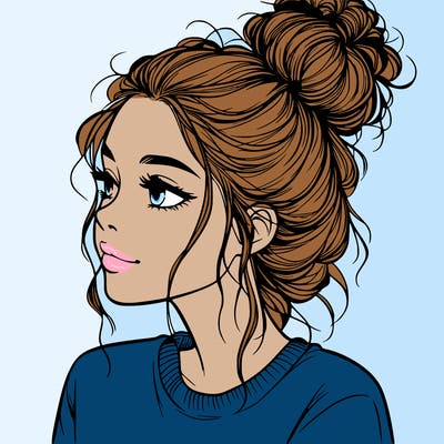 a realistic girl with a messy bun