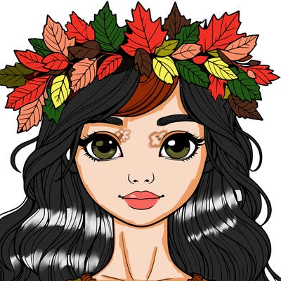 realistic girl with fall leaf crown