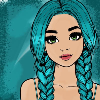 realistic girl with braids