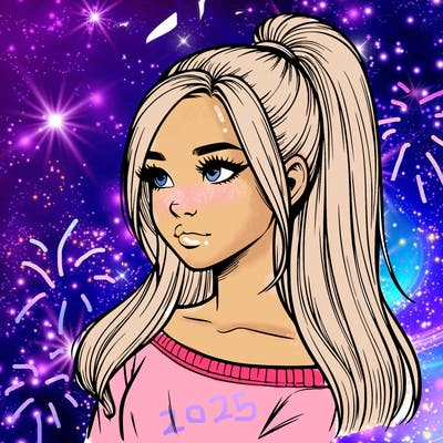 realistic girl with a high ponytail