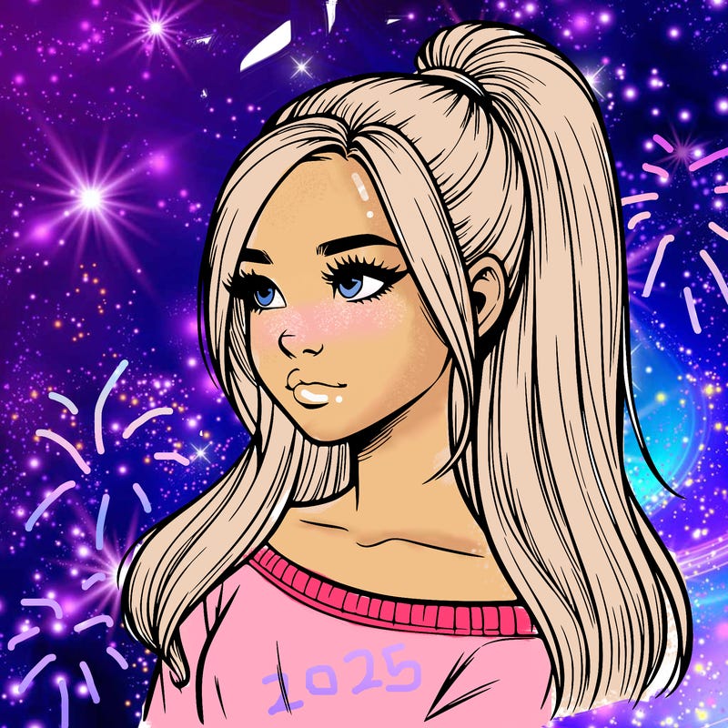 realistic girl with a high ponytail