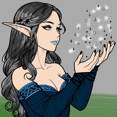 realistic elf girl doing magic