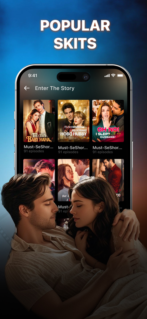 スマートフォン画面に表示された人気のショートドラマシリーズのセレクション