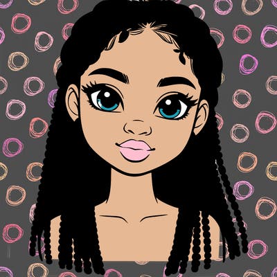 a realistic black girl with braids