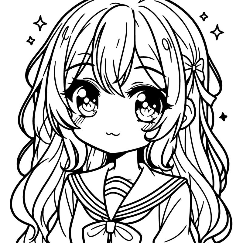 cute anime girl with long hair