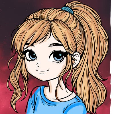 realistic girl with ponytail