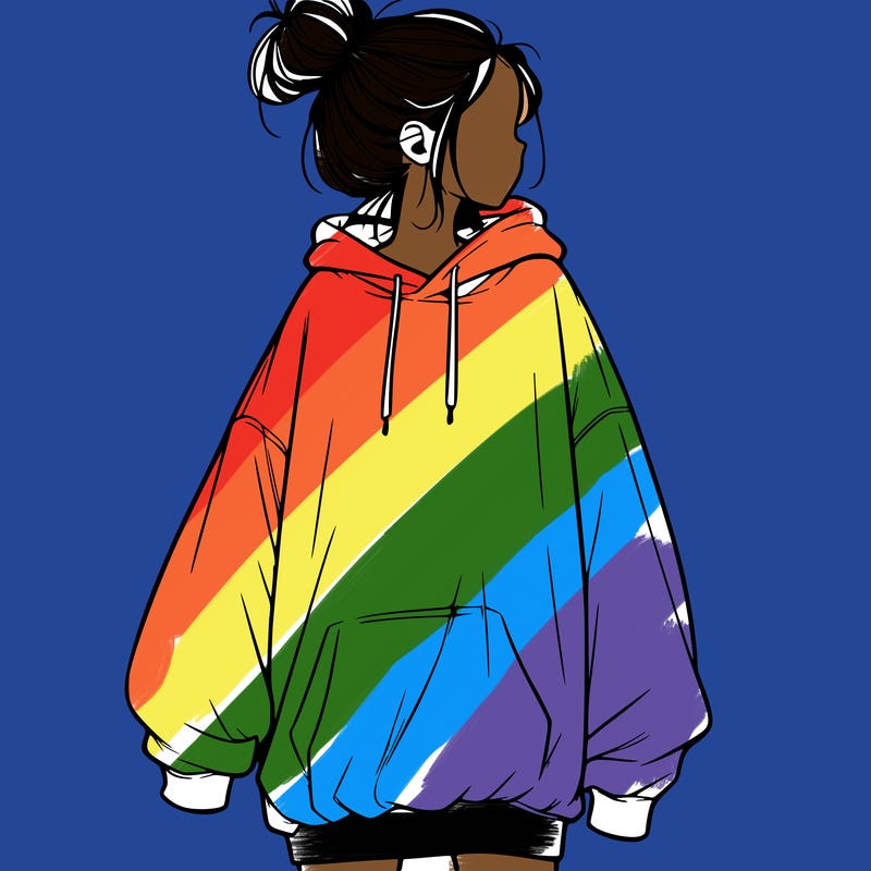 realistic girl with a oversized sweatshirt on and a bun