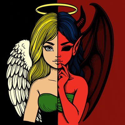 realistic angel half demon