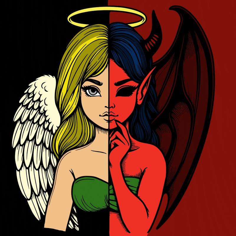 realistic angel half demon