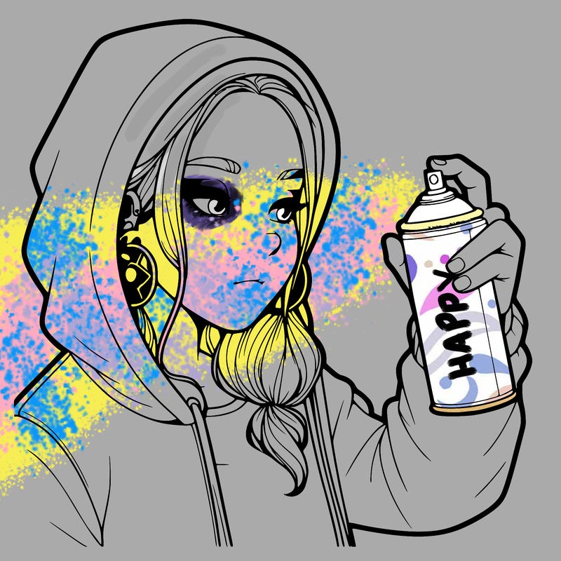 a realistic girl, spray painting