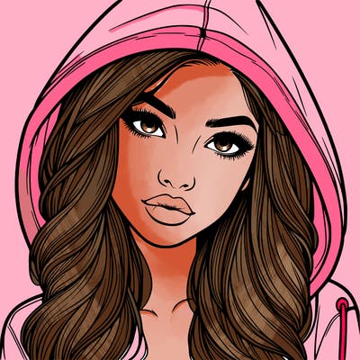 realistic beautiful girl with a hood on