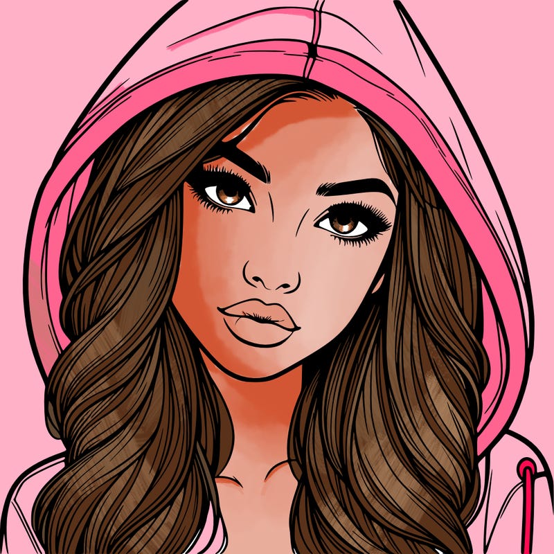 realistic beautiful girl with a hood on