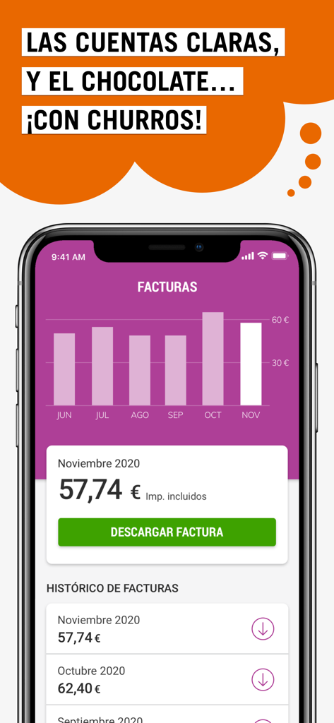 Mi Yoigo - Panel de facturación de la app Mi Yoigo mostrando costes mensuales y facturas