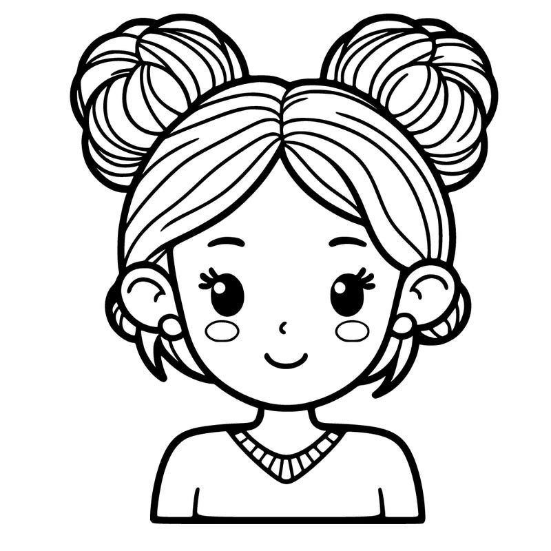 old girl with two buns