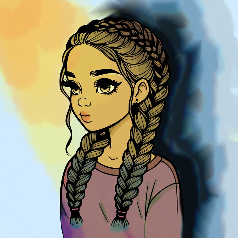 realistic girl with braids