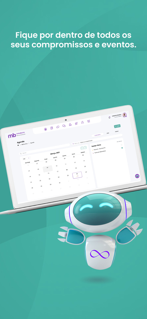 Meu Bernoulli 4.0 - Meu Bernoulli 4.0 student agenda screen showing a monthly school calendar