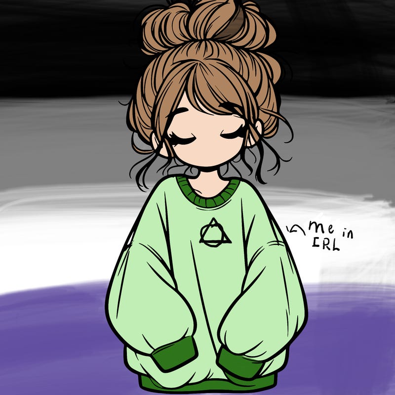 girl with baggy sweatshirt and messy bun