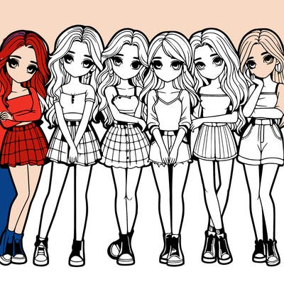 a group of girls realistic