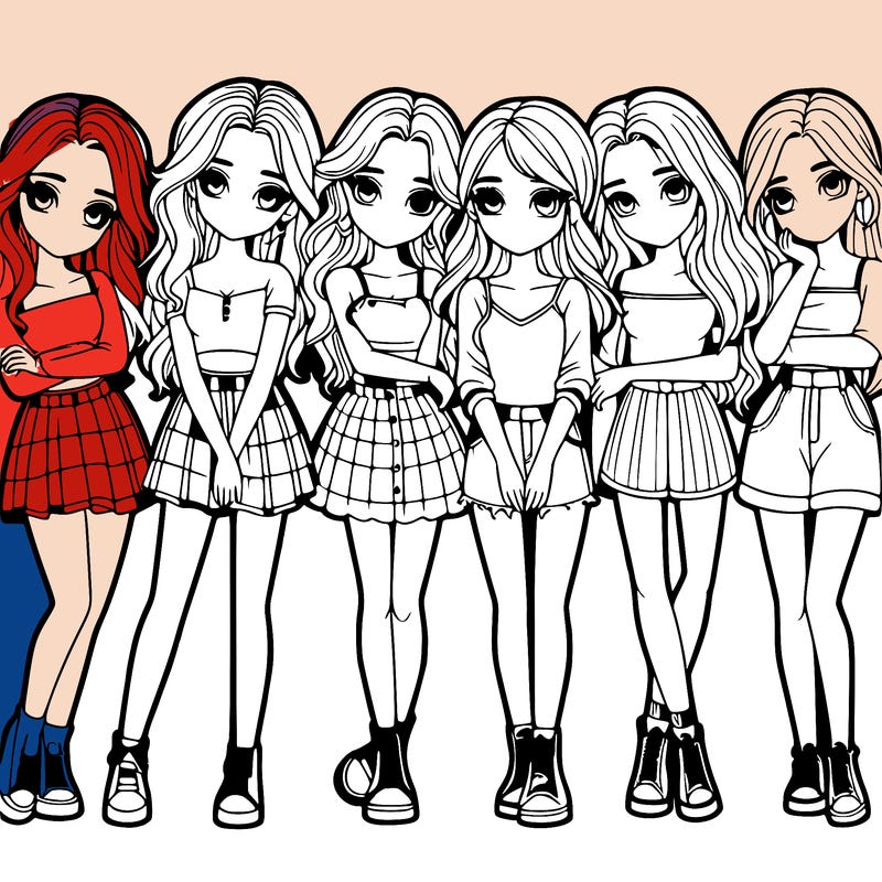 a group of girls realistic