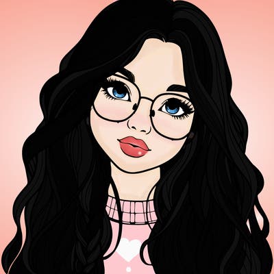 girl with long hair and freckles and glasses realistic