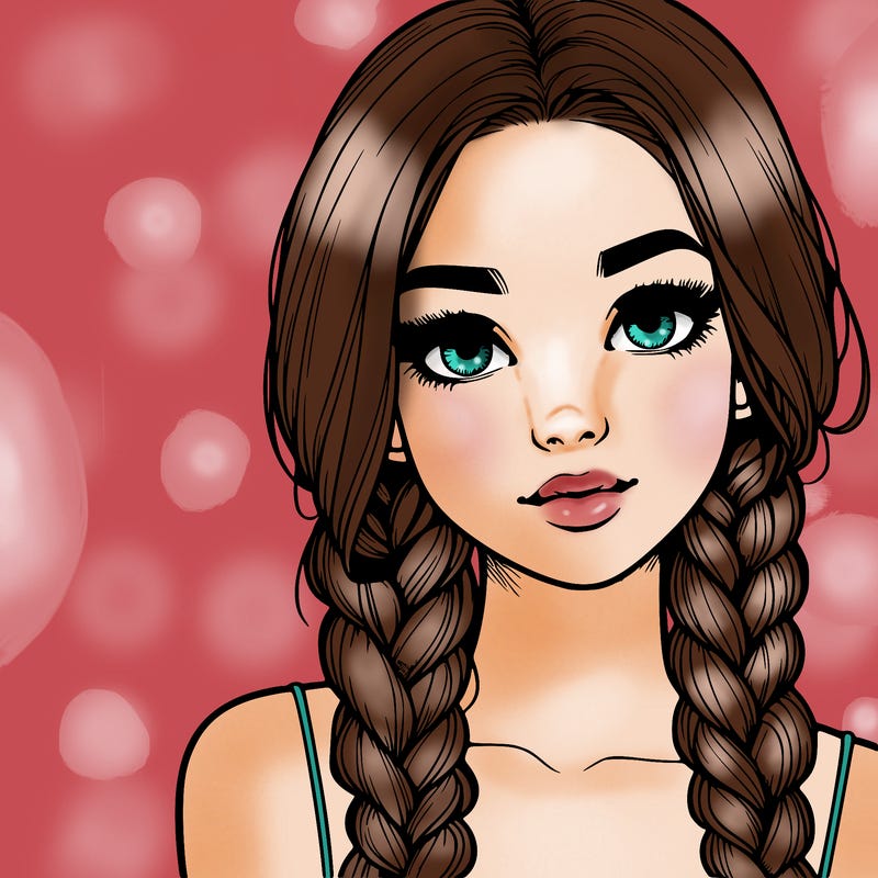 realistic girl with braids