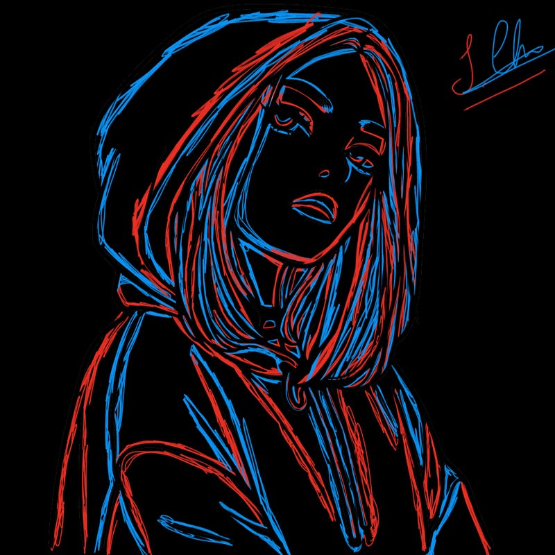 a realistic girl in a hoodie