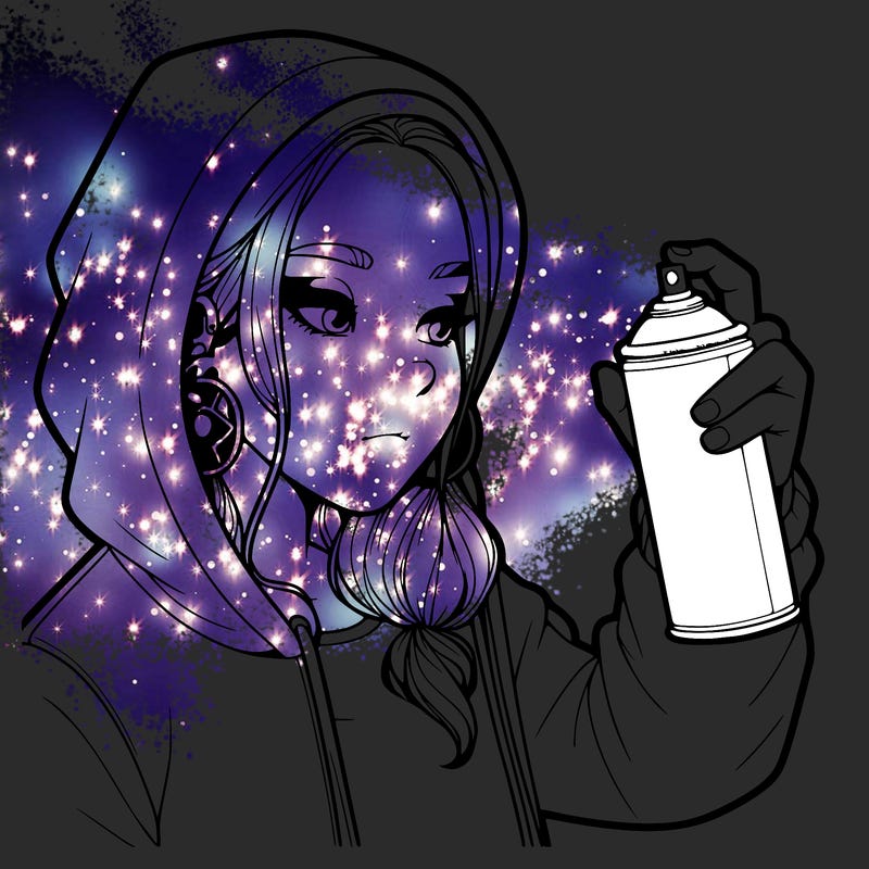 a realistic girl, spray painting