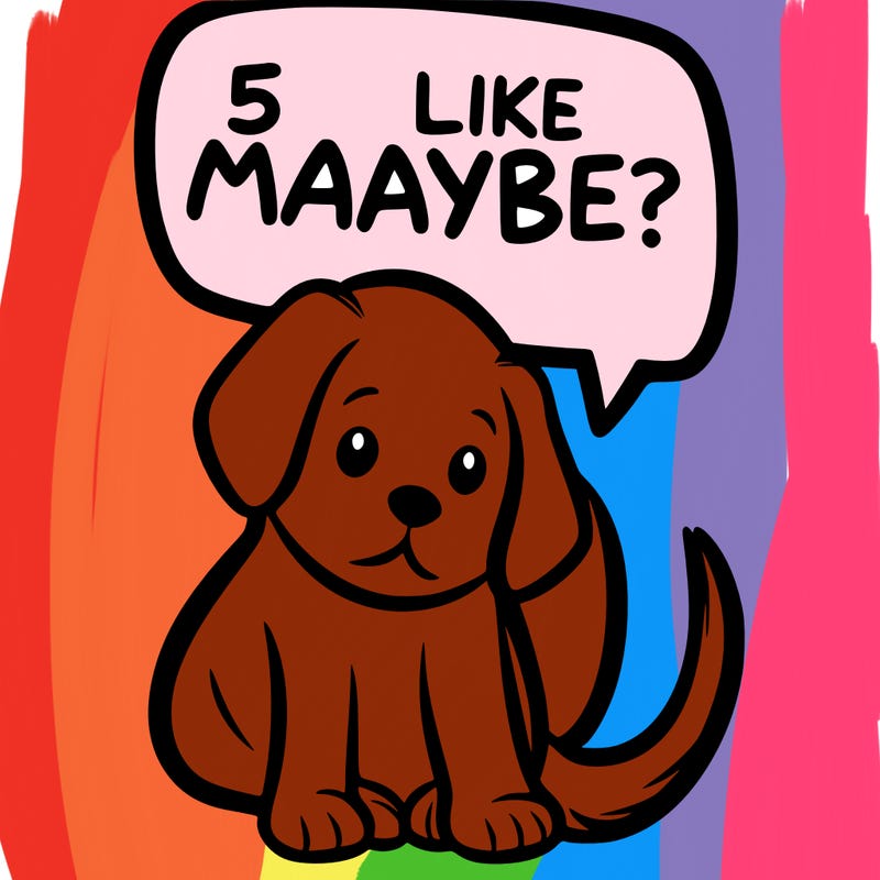 a puppy that says 5 like maybe